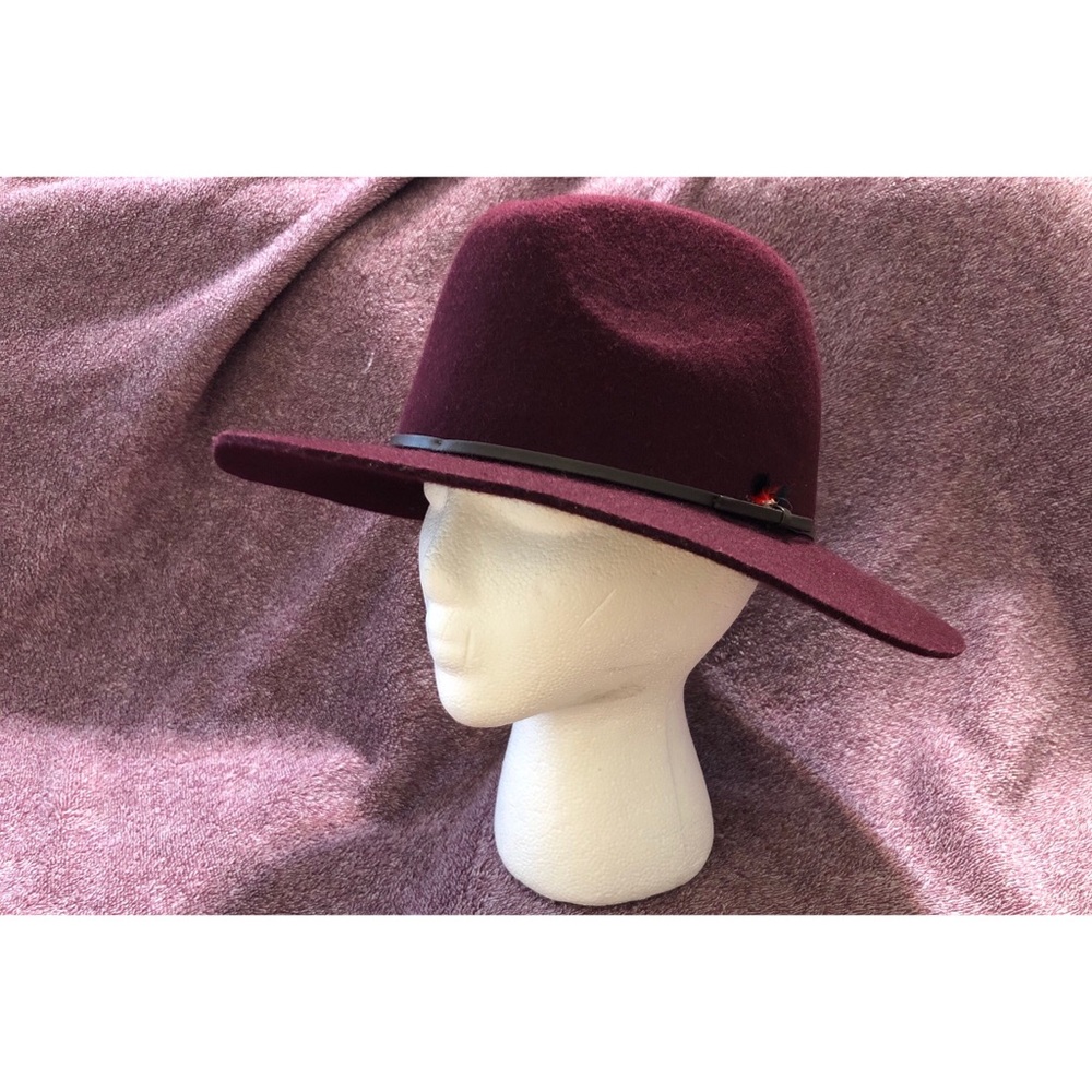 Steve Madden Wool Hat Burgundy One Size